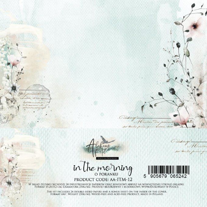 Ensemble de 24 feuilles, 15x15cm, collection : In the morning, 250gsm