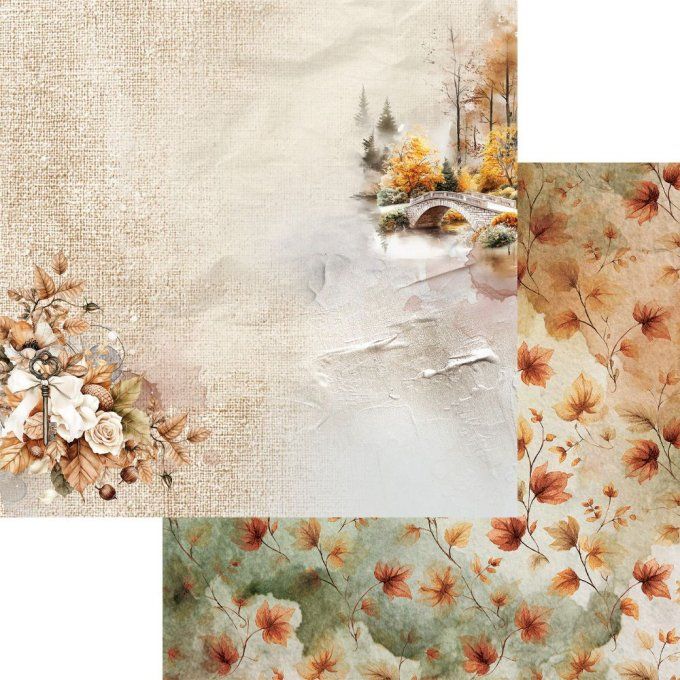 6 feuilles, 30x30cm, collection : Lovely Autumn - 250gsm