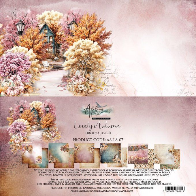 12 feuilles, 30x30cm, collection : Lovely Autumn - 250gsm