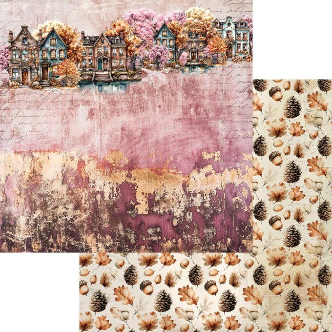 24 feuilles, 20x20cm, collection : Lovely Autumn - 190gsm 