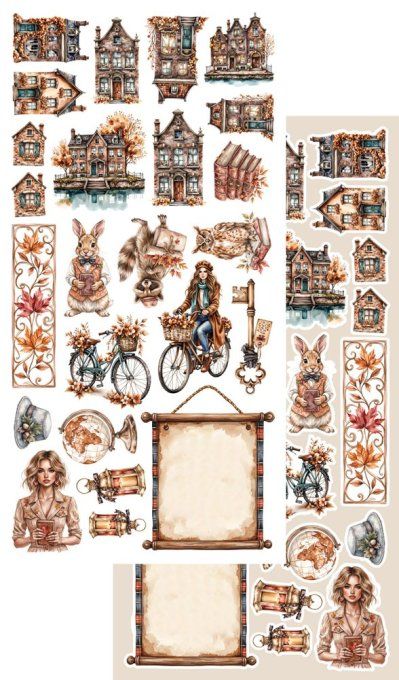 6 feuilles, 15x30.5cm, collection : Lovely Autumn - 250gsm 