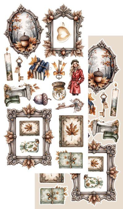 6 feuilles, 15x30.5cm, collection : Lovely Autumn - 250gsm 