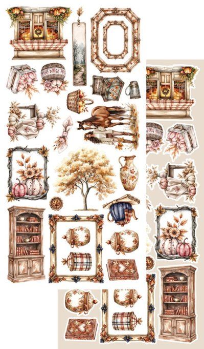 12 feuilles, 15x30.5cm, collection : Lovely Autumn - 250gsm