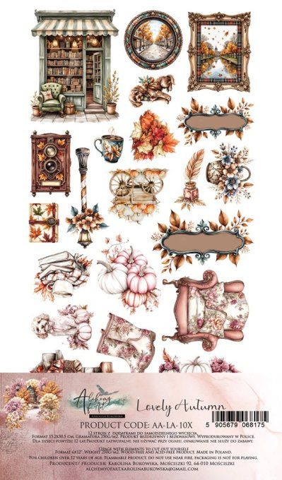 12 feuilles, 15x30.5cm, collection : Lovely Autumn - 250gsm