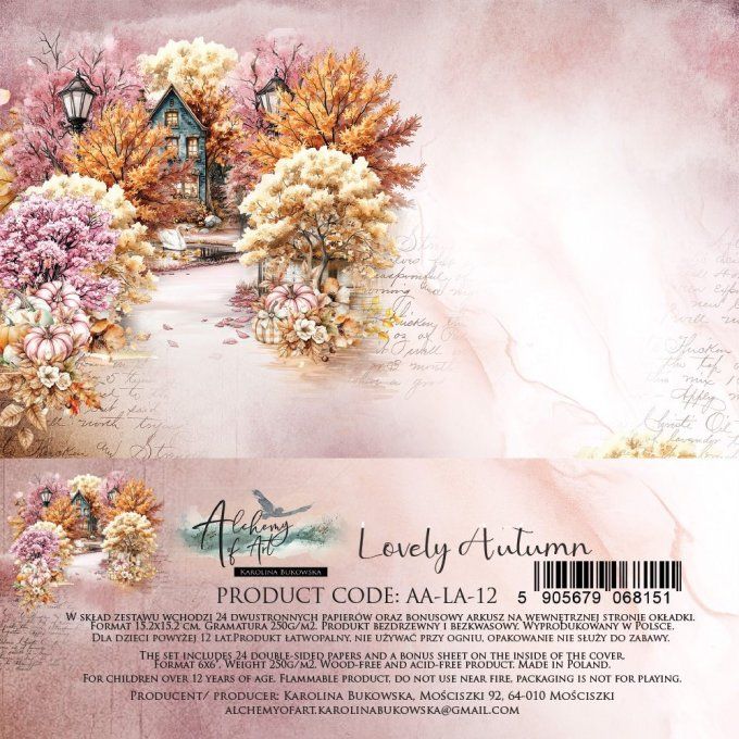 24 feuilles, 15x15cm, collection : Lovely Autumn - 250gsm