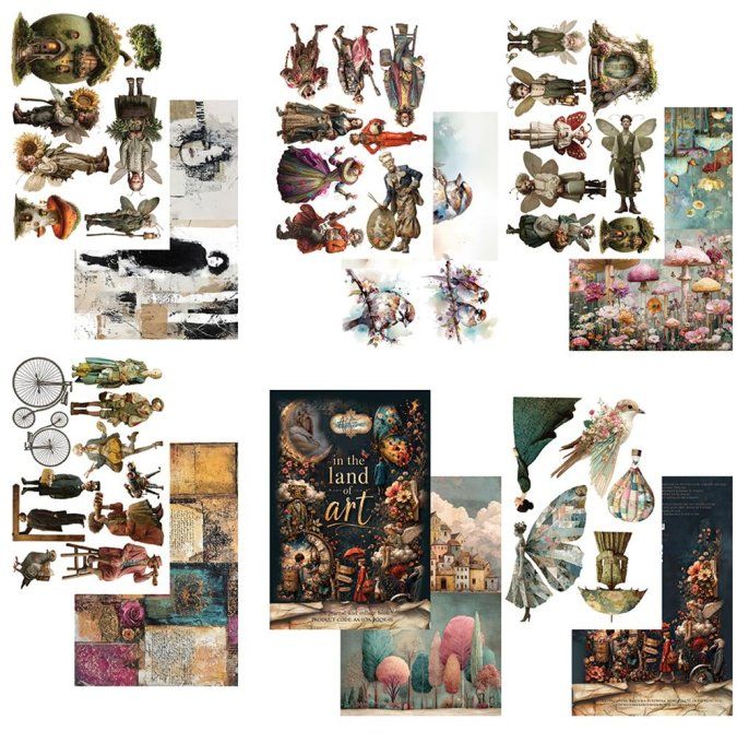 Livret Art Journal, collage book, In the land of art , Art 2, Format A4, 190gsm