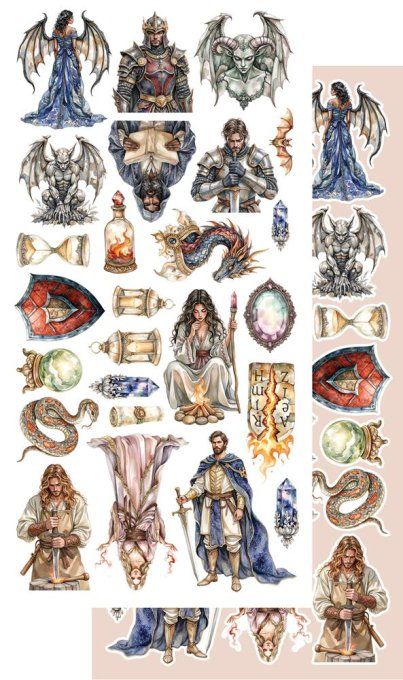 6 feuilles, 15x30cm, collection : The legends of the dragons - 250gsm
