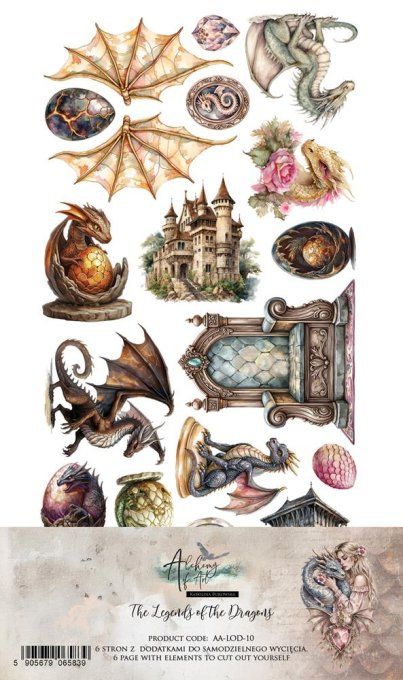 6 feuilles, 15x30cm, collection : The legends of the dragons - 250gsm