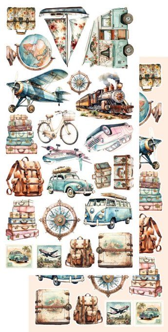 6 feuilles, 15x30cm, collection : Memories from the trip