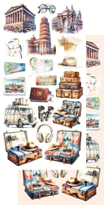 6 feuilles, 15x30cm, collection : Memories from the trip
