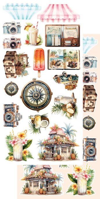 6 feuilles, 15x30cm, collection : Memories from the trip