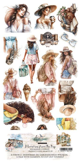 6 feuilles, 15x30cm, collection : Memories from the trip