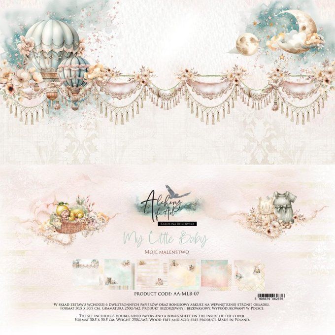 Ensemble de 6 feuilles, 30x30cm, collection : My little baby - 250g 