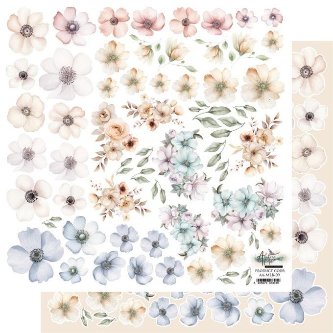 Feuille à l'unité, 30x30cm, collection : My little baby, 250g,motifs recto, éléments à découper