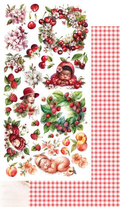 Ensemble de 5 feuilles, 15x30.5cm, collection : My little baby, Fruit - 250g
