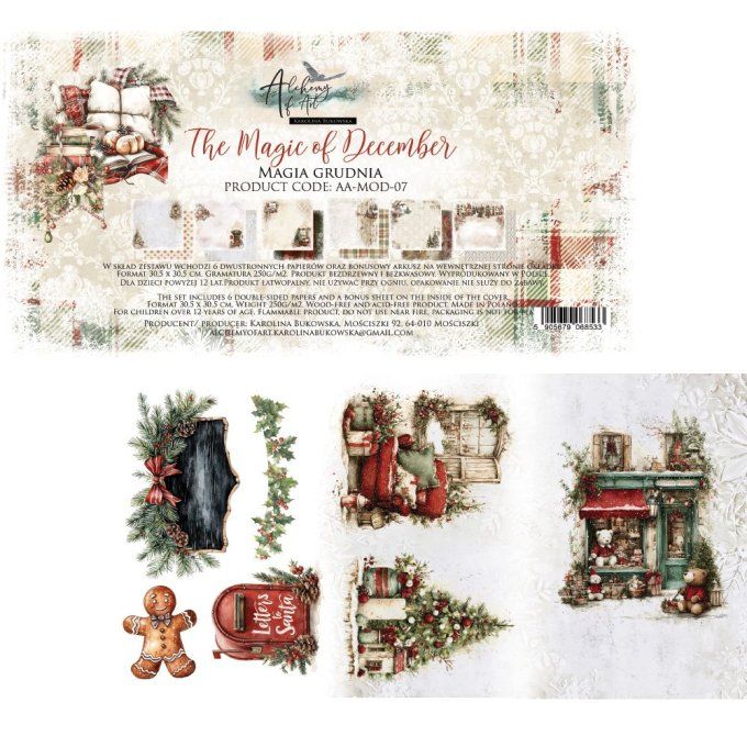 6 feuilles, 30x30cm, collection : The magic of december - 250gsm