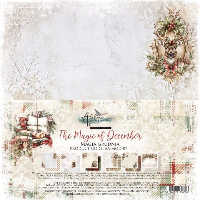 6 feuilles, 30x30cm, collection : The magic of december - 250gsm