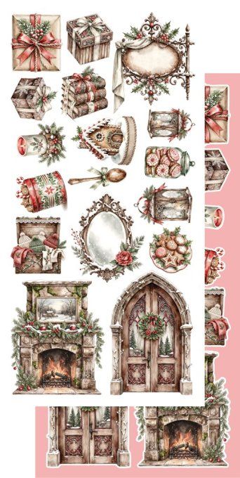 6 feuilles, 15x30.5cm, collection : The magic of december - 250gsm 