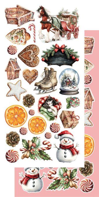 6 feuilles, 15x30.5cm, collection : The magic of december - 250gsm 