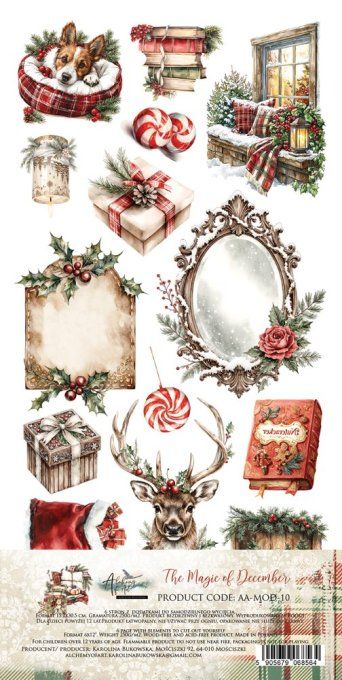 6 feuilles, 15x30.5cm, collection : The magic of december - 250gsm 