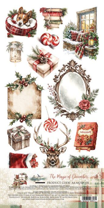 12 feuilles, 15x30.5cm, collection : The magic of december - 250gsm
