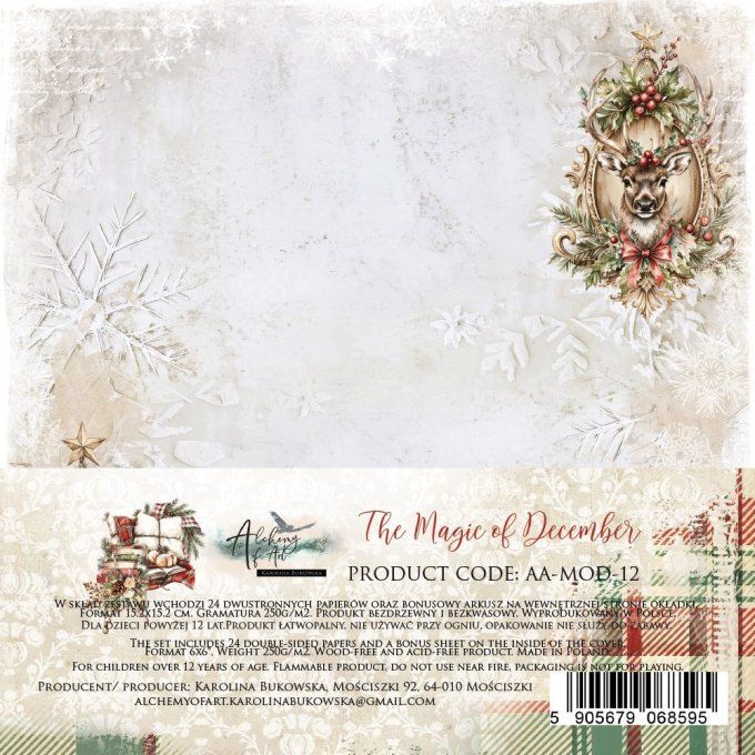 24 feuilles, 15x15cm, collection : The magic of december - 250gsm 