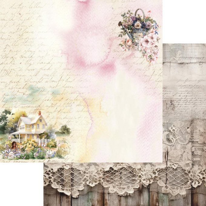 Ensemble de 12 feuilles, 20x20cm, collection : Memory of spring, 250gsm