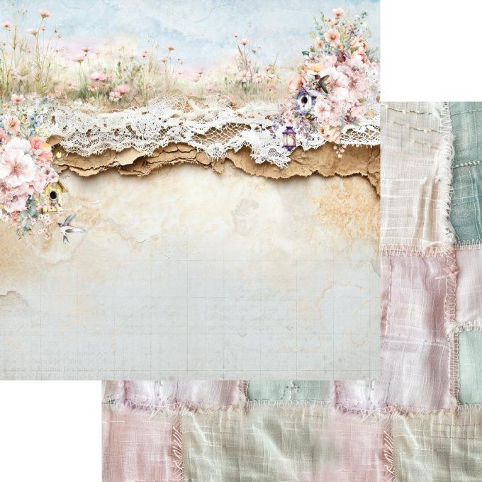 Ensemble de 12 feuilles, 20x20cm, collection : Memory of spring, 250gsm
