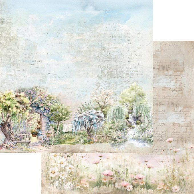 Ensemble de 12 feuilles, 20x20cm, collection : Memory of spring, 250gsm