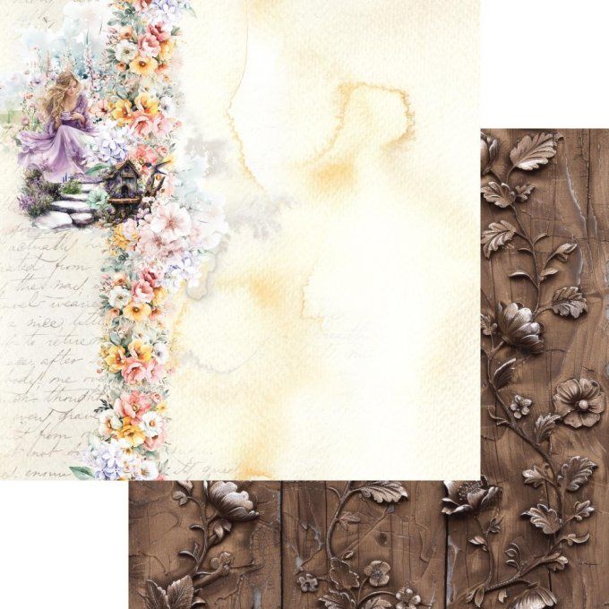Ensemble de 12 feuilles, 20x20cm, collection : Memory of spring, 250gsm