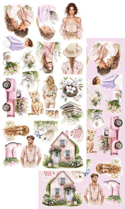 6 feuilles, 15x30cm, collection : Memory of spring