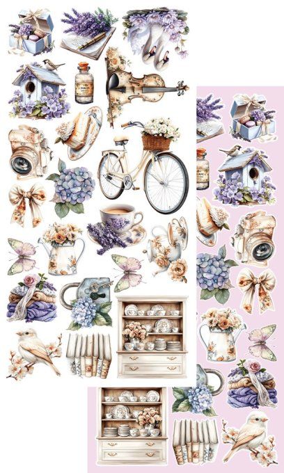 6 feuilles, 15x30cm, collection : Memory of spring