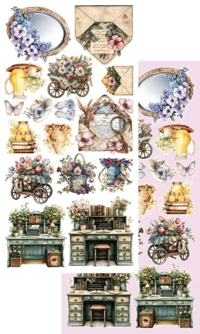 6 feuilles, 15x30cm, collection : Memory of spring