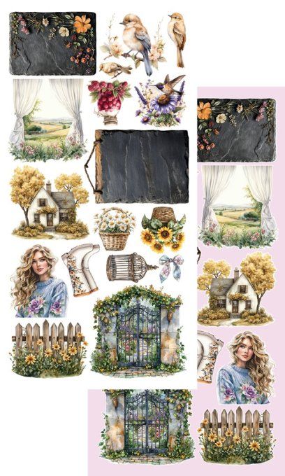 6 feuilles, 15x30cm, collection : Memory of spring