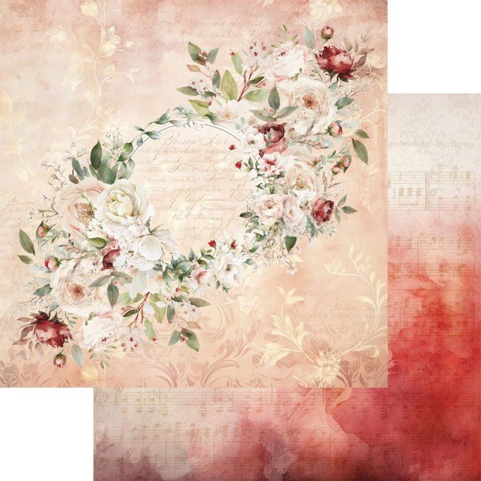 Ensemble de 12 feuilles, 20x20cm, collection : Melody of the heart - 190g 