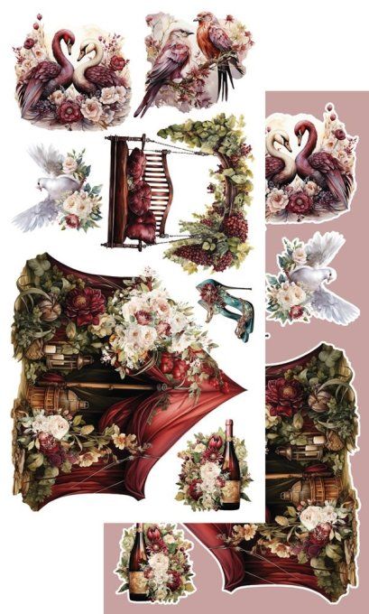 Ensemble de 6 feuilles, 30x15cm, collection : Melody of the heart - 250g