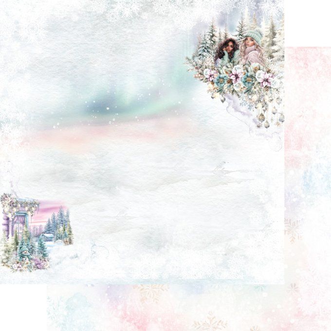 Ensemble de 12 feuilles, 20x20cm, collection : Magic of the Northern Lights, 190gsm