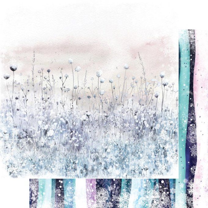 Ensemble de 12 feuilles, 20x20cm, collection : Magic of the Northern Lights, 190gsm