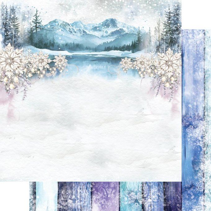 Ensemble de 12 feuilles, 20x20cm, collection : Magic of the Northern Lights, 190gsm