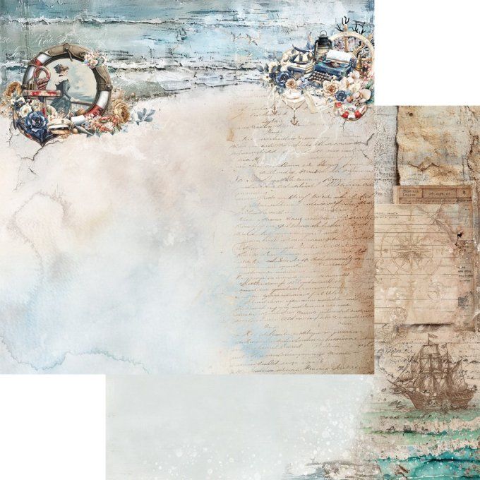 6 feuilles, 30x30cm, collection : Ocean Blue - 250gsm