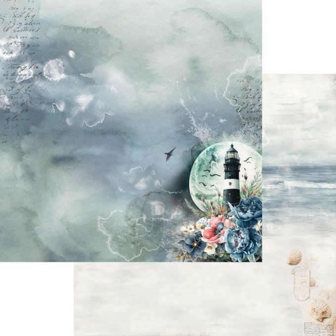 12 feuilles, 20x20cm, collection : Ocean blue - 190gsm 