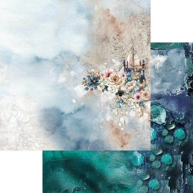 24 feuilles, 20x20cm, collection : Ocean blue - 190gsm