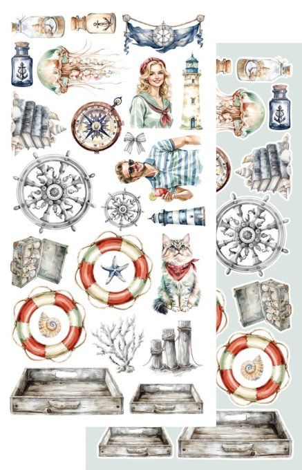 7 feuilles, 15x30.5cm, collection : Ocean blue - 250gsm