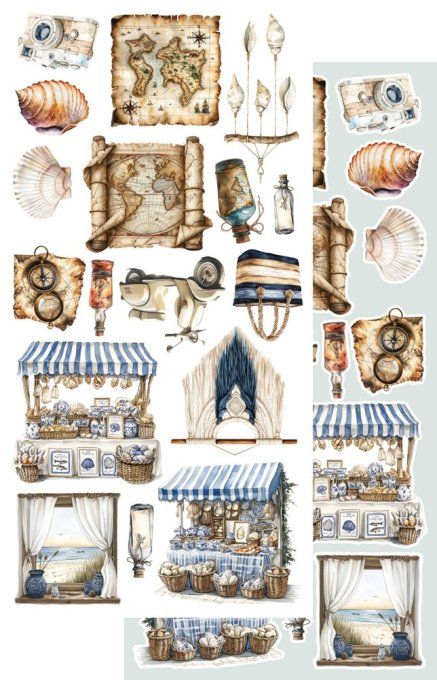 7 feuilles, 15x30.5cm, collection : Ocean blue - 250gsm