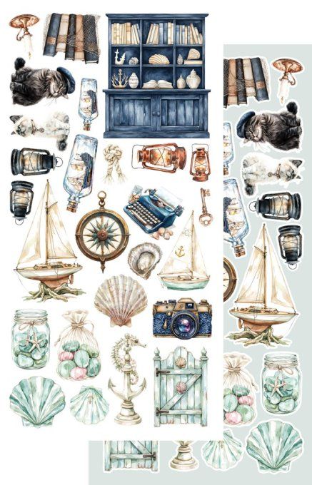 7 feuilles, 15x30.5cm, collection : Ocean blue - 250gsm