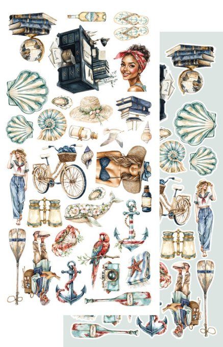 12 feuilles, 15x30.5cm, collection : Ocean blue - 250gsm