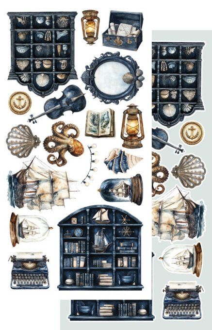 12 feuilles, 15x30.5cm, collection : Ocean blue - 250gsm