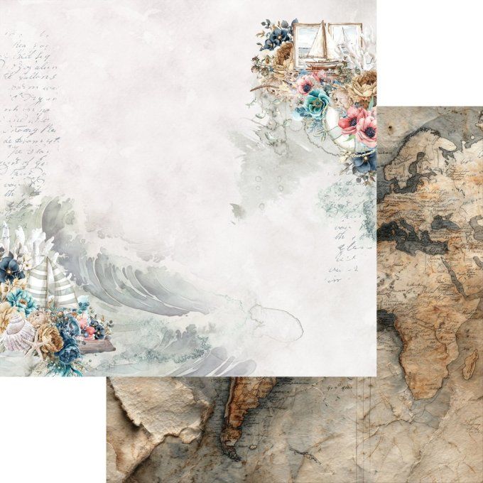 24 feuilles, 15x15cm, collection : Ocean blue - 250gsm