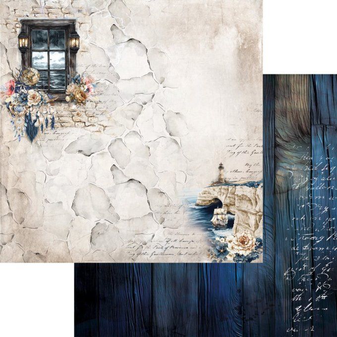 24 feuilles, 15x15cm, collection : Ocean blue - 250gsm