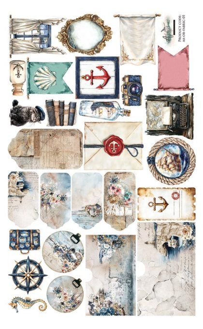 1 pièce de tissu, dimension 31x50cm, collection : Ocean blue
